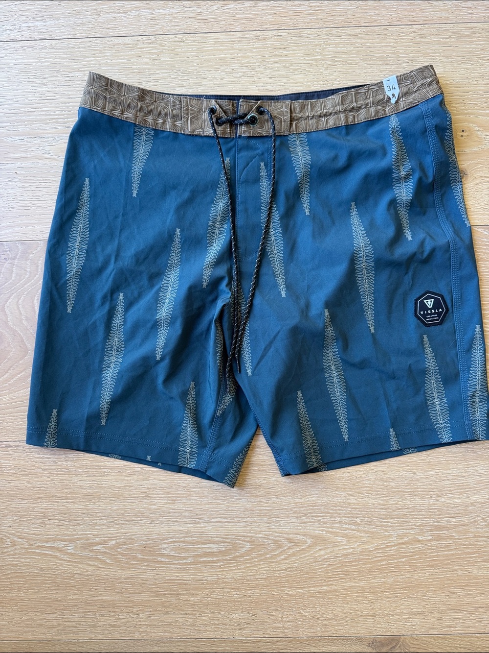 VISSLA Teal by with Tan Waistband Size 34